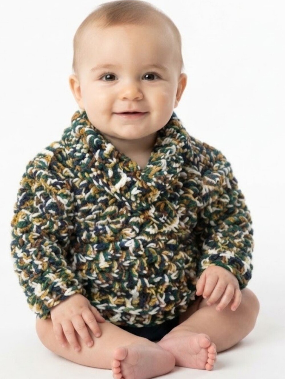 Handmade Baby Granny Hexagon Cardigan Crochet Sweater Unisex Fall Colors 3-6 M